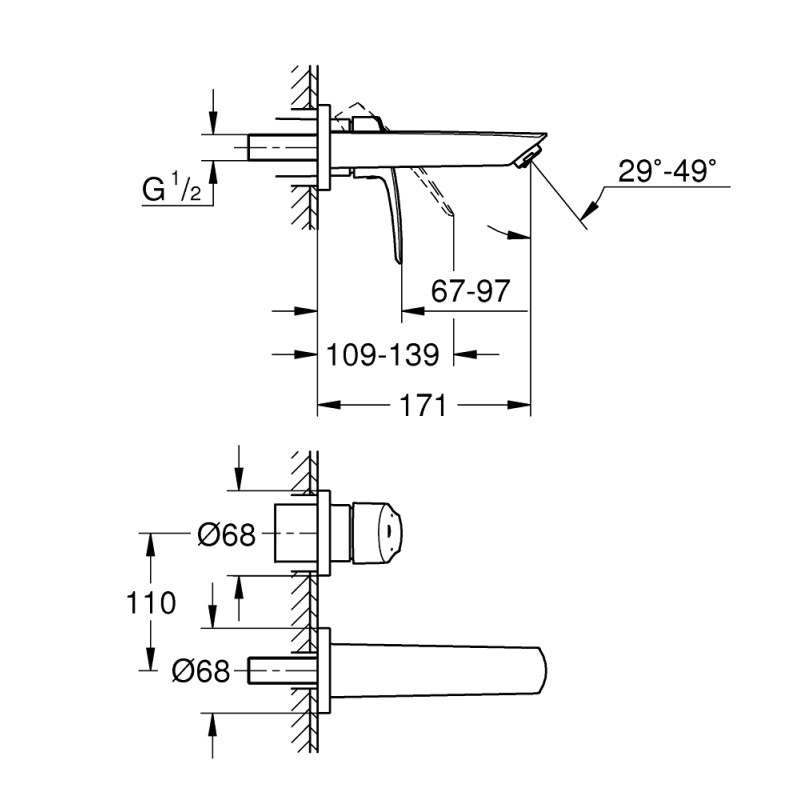 Grohe Змішувач для умивальника Eurosmart New M-Size наружна частина, хром (29337003)