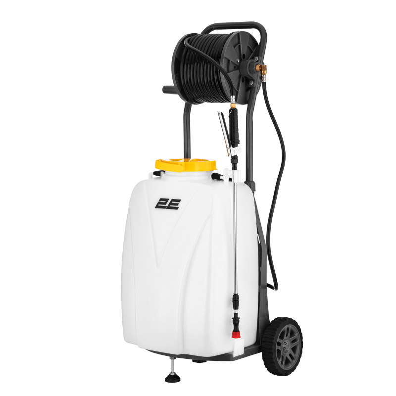 2E Обприскувач акумуляторний AquaSpray 40LRC 40л 12В 1х12А·год 7бар 6л·хв 16кг вольтметр колеса котушка шланг 30м (2E-40LWBS30)