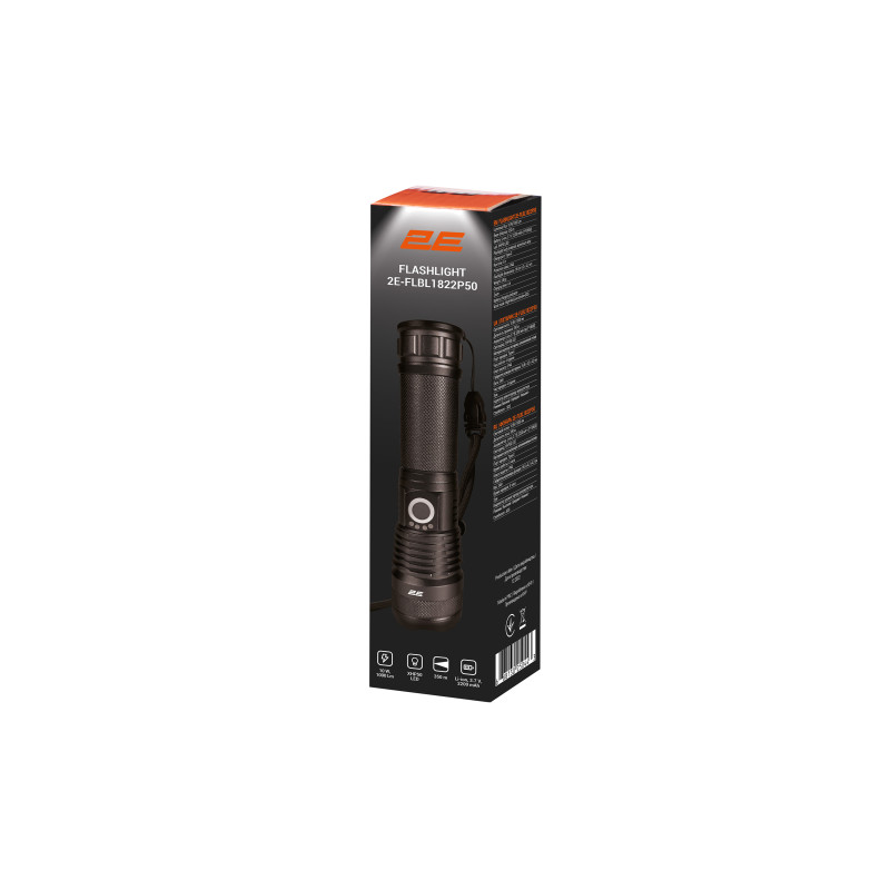 2E Ліхтар ручний акумуляторний FLBL1822 P50, USB-C, 2200мА•год, 1000лм, 10Вт, 5 функцій освітлення (2E-FLBL1822P50)