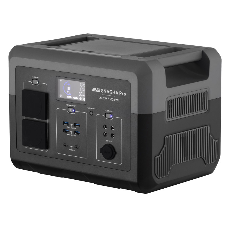 2E Портативна електростанція Snagha PRO, 1200 Вт, 1024 Вт/год, WiFi/BT, швидка зарядка (2E-PPS1210-PRO)