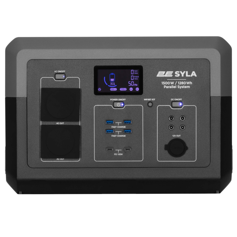 2E Портативна електростанція Syla, 1500 Вт, 1280 Вт/год, WiFi/BT, паралельне підключення, швидка зарядка (2E-PPS1512)