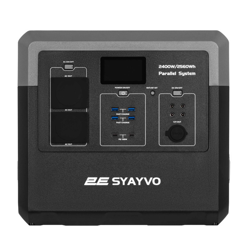 Портативна електростанція 2Е Syayvo 2400 Вт, 2560 Вт/год, WiFi/BT, паралельне підключення, швидка зарядка (2E-PPS24256)