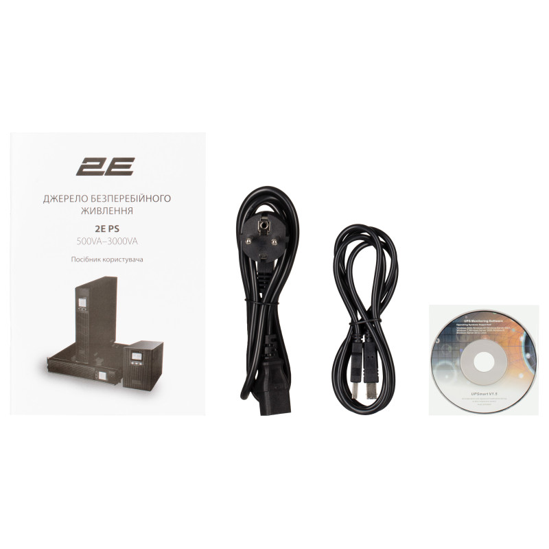 2E Джерело безперебійного живлення PS1500RT, 1500VA/1200W, RT3U, LCD, USB, 3xC13, 3xSchuko (2E-PS1500RT)