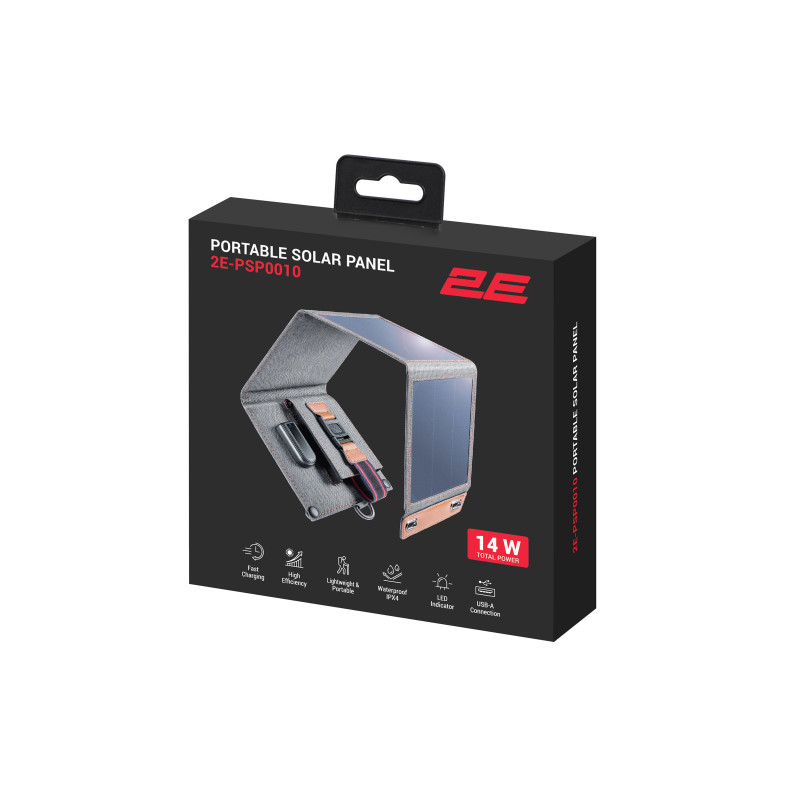2E Портативна сонячна панель, 14 Вт зарядний пристрій, USB-A 5V/2.4A (2E-PSP0010)