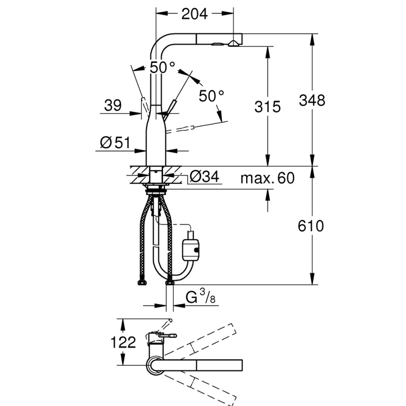 Grohe Essence Одноважільний змішувач для мийки (30270GL0)