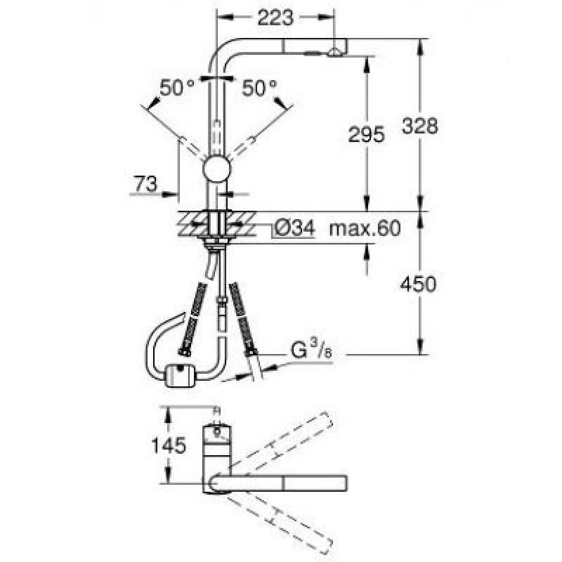 Grohe Minta Змішувач для кухні одноважiльний, DN 15, сатин, (30274DC0)