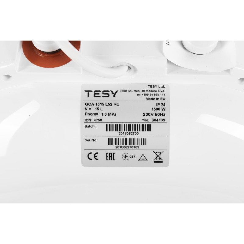 TESY Бойлер 15 л Compact Line Bilight GCA 1515 L52 RC (304139)
