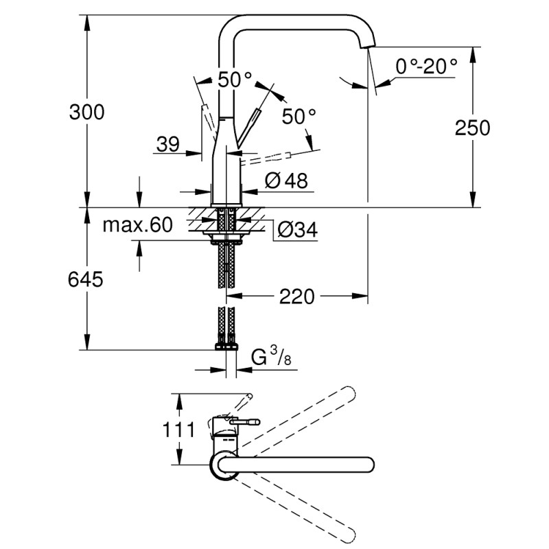 Grohe Accent Одноважільний змішувач для мийки (30423000)