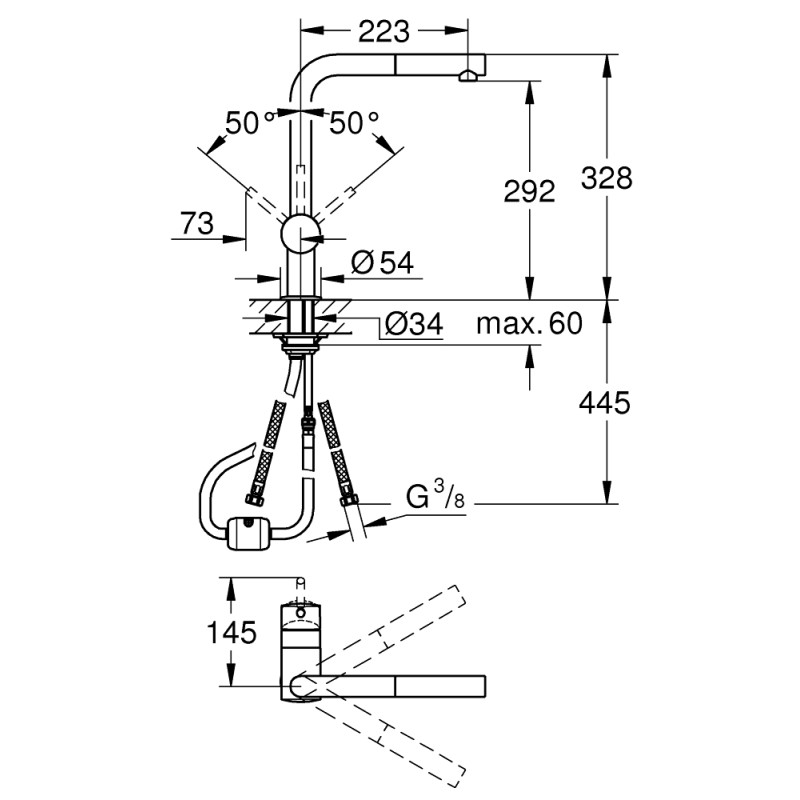 Grohe Vento Одноважільний змішувач для мийки (30436000)