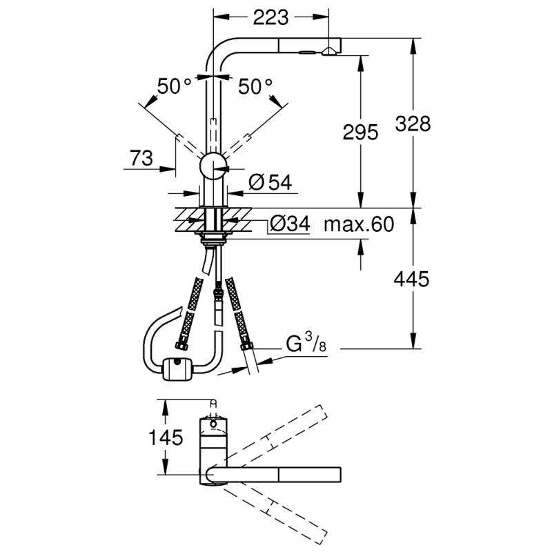 Grohe Vento Одноважільний змішувач для мийки (30437000)