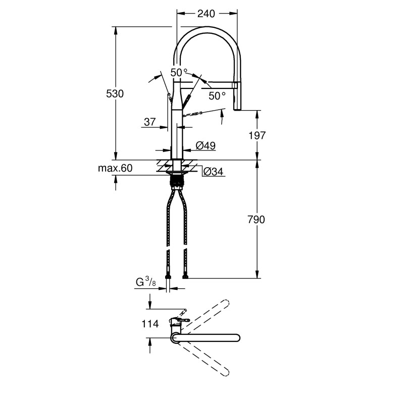 Grohe 30503KF0 Essence OHM Змішувач для кухні, чорний (30503KF0)