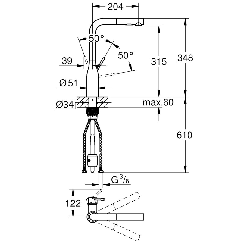 Grohe 30504KF0 Essence OHM Змішувач для кухні, чорний (30504KF0)