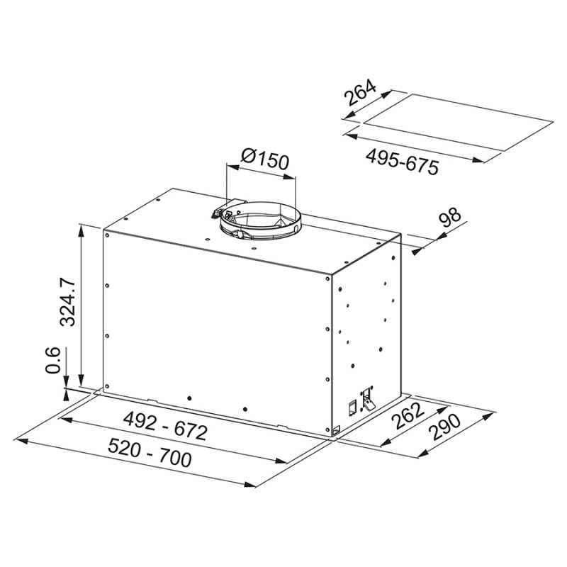 Franke Витяжка вбудовувана Box Flush EVO, 70см, 1120м3г, FBFE WH MATT A70, білий матовий (3050665367)