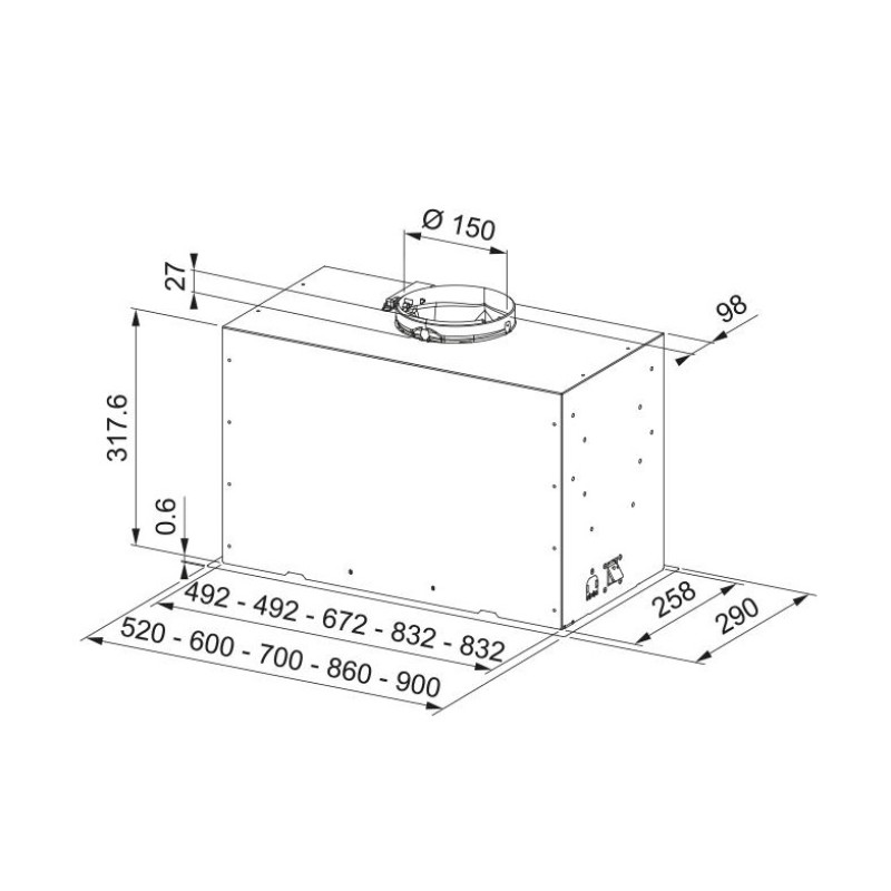 Витяжка Franke вбудовувана, 70см, 1250м.куб/год, Box Flush Basic FBFE LG A70, cвітло-сірий (3050729553)