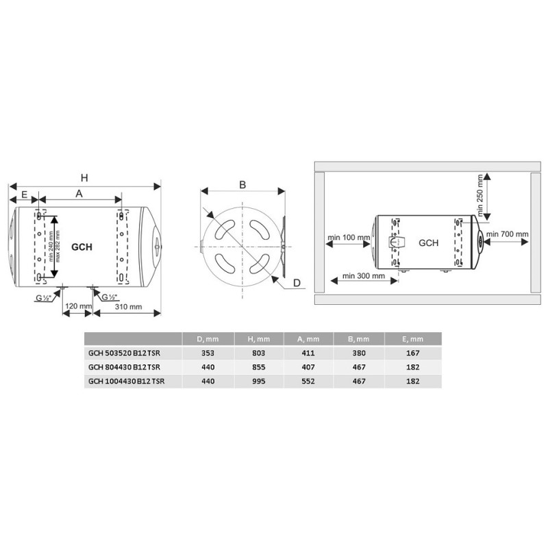 TESY Бойлер горизонтальний 80 л BILIGHT GCH 804430 B12 TSR (305319)