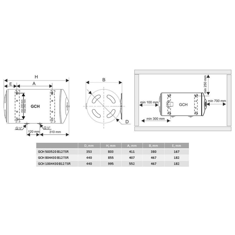 TESY Бойлер горизонтальний 100 л BILIGHT GCH 1004430 B12 TSR (305324)