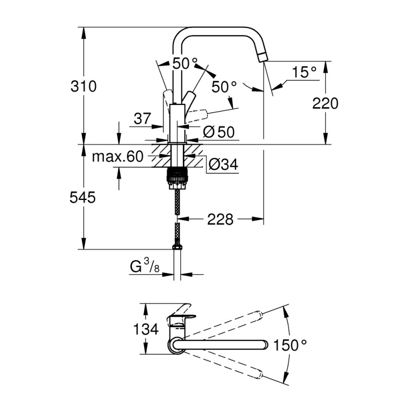 Grohe Via Одноважільний змішувач для мийки (30568DC0)