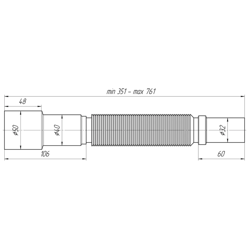 ANI-plast Гнучка труба K306, 32 x 40/50 (351-761 мм)