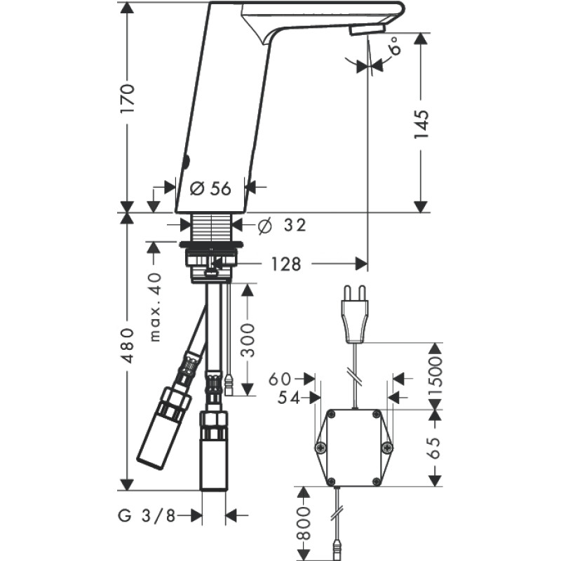 Hansgrohe Metris S Змішувач для раковини, електронний, (31102000)
