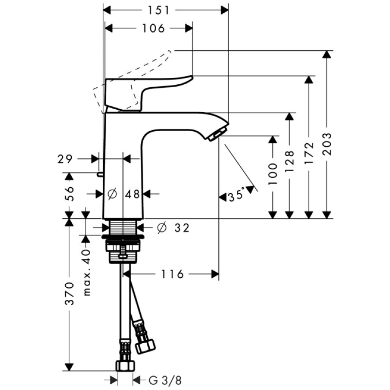 Hansgrohe Metris 110 Змішувач для раковини, одноважiльний, (31121000)