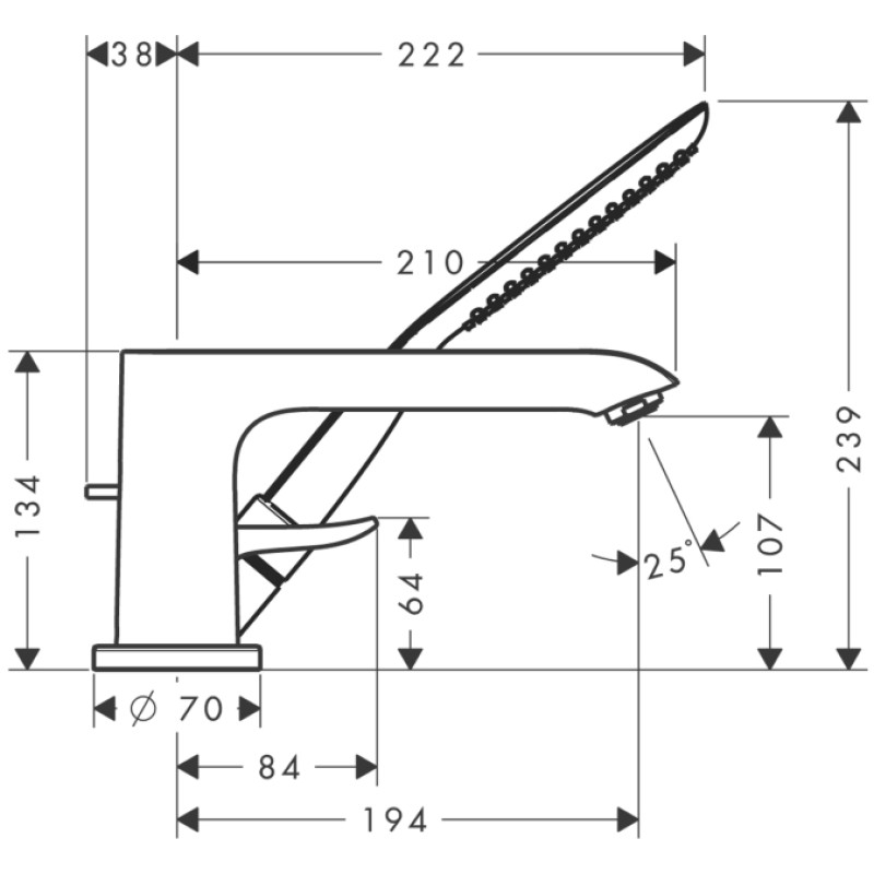 Hansgrohe Metris Змішувач на край ванни на 3 отвори, хром, (31190000)