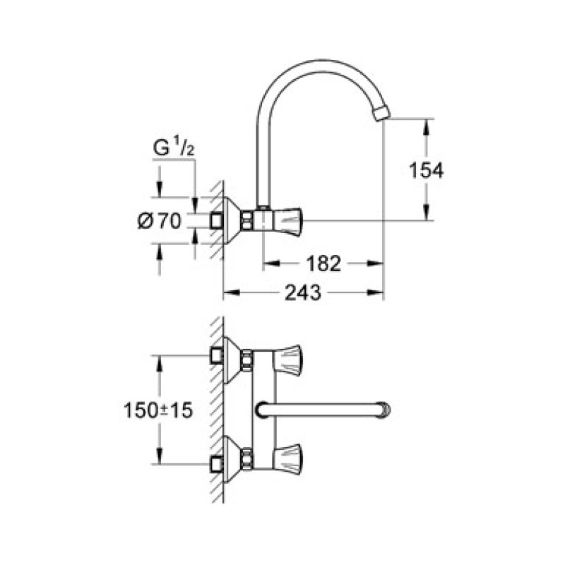 Grohe Costa L Змішувач для раковини, двухвентильний, (31191001)
