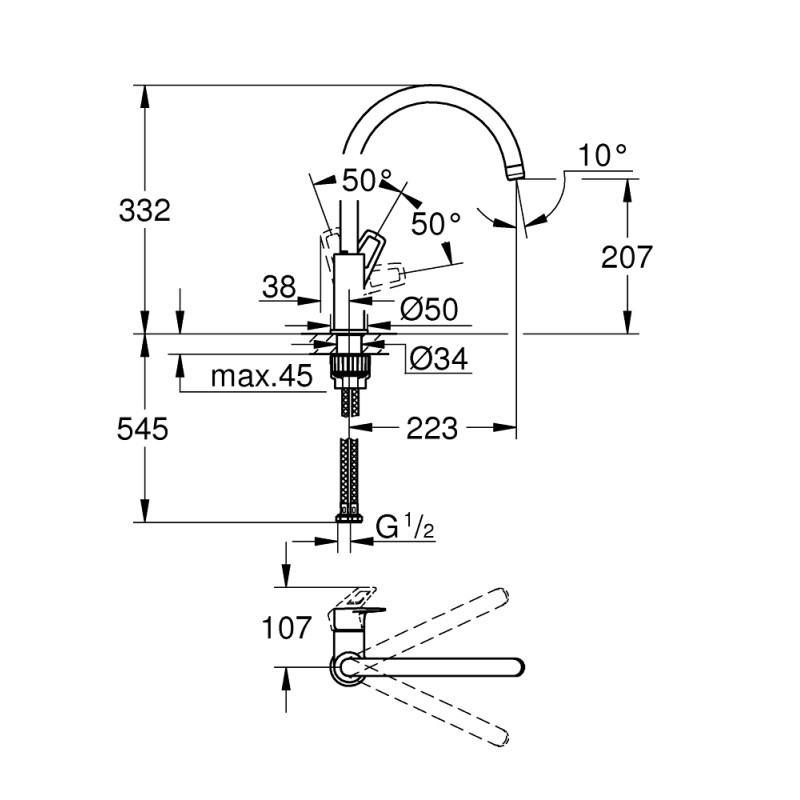Grohe Змішувач для мийки Bauloop L-size (31232001)