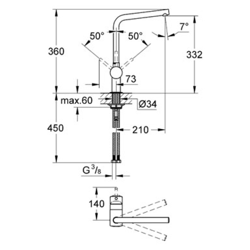 Grohe Змішувач для кухні Minta, хром (31375000)