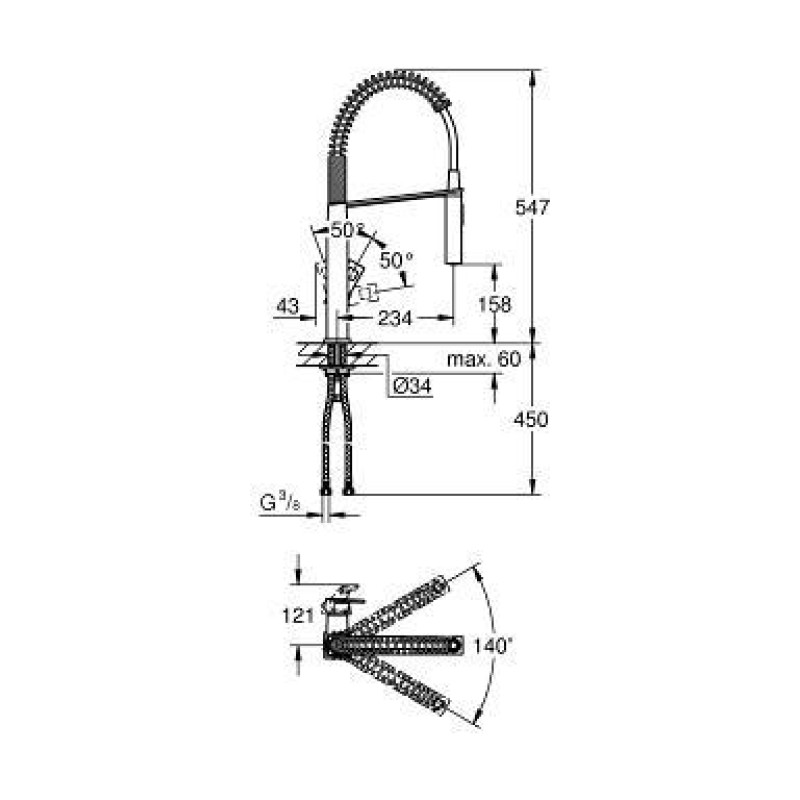 Grohe Eurocube Змішувач для кухні, одноважiльний, (31395DC0)