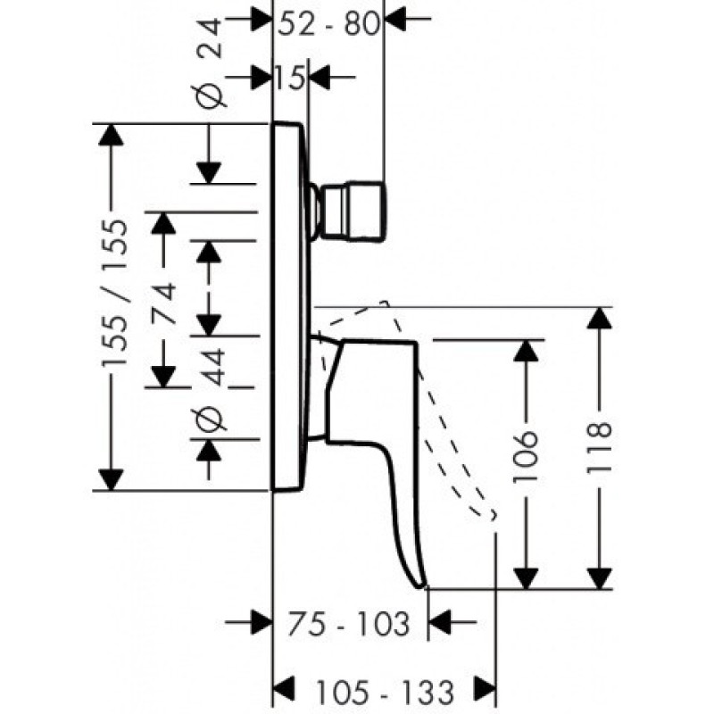 Hansgrohe Metris Змішувач для ванни, одноважiльний, (31451000)