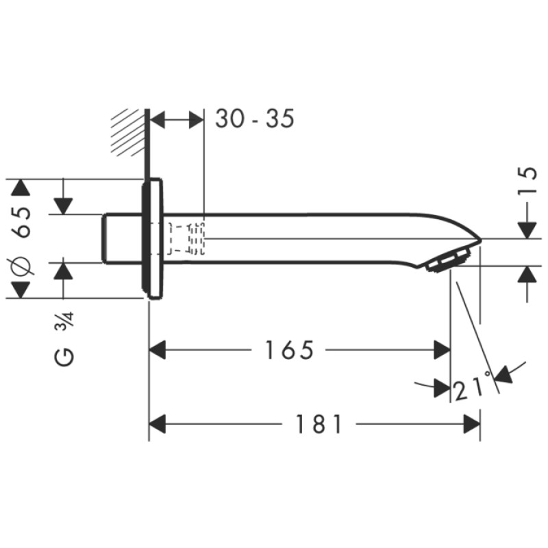 Hansgrohe Metris Вилив для ванни, (31494000)