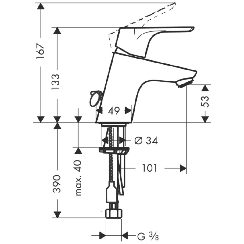 Hansgrohe Focus E ² Змішувач для раковини, одноважiльний, (31732000)