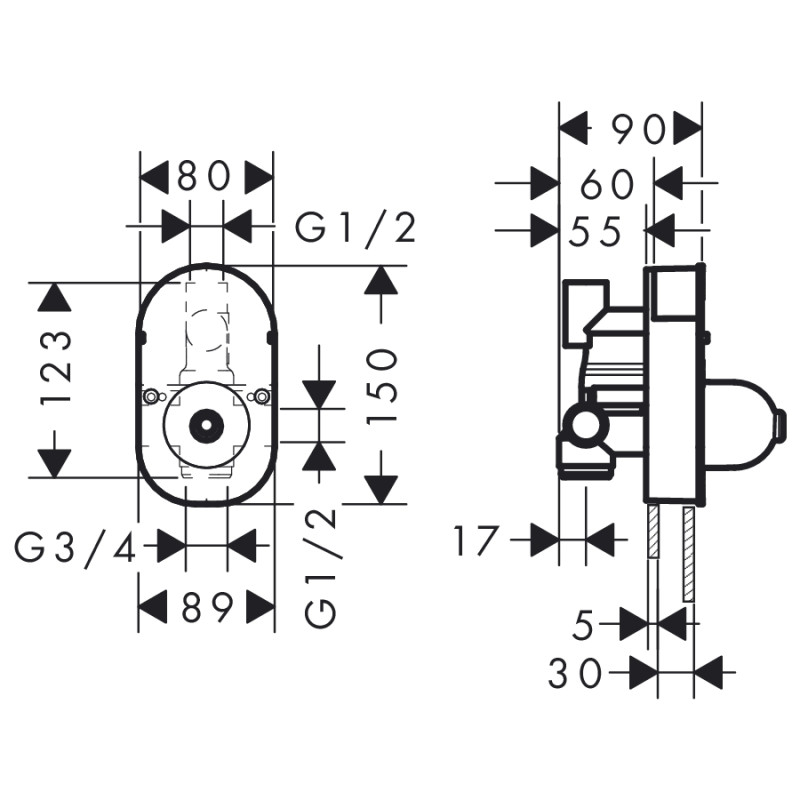Hansgrohe Focus S - прихована частина змішувача для 31746000 31741180, (31741180)