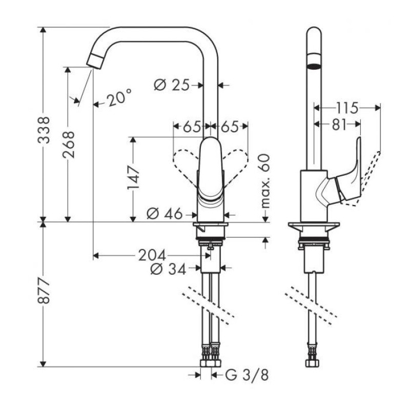 Hansgrohe Змішувач одноважільний для кухні Talis M41 (31820670)