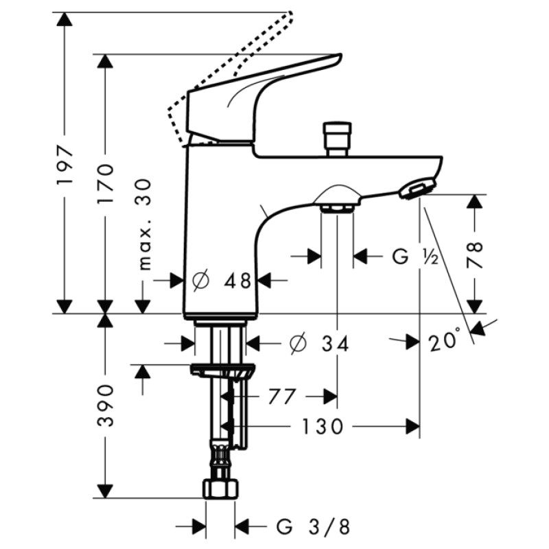Hansgrohe Focus E2 Monotrou одноважiльний змішувач для ванни/душу, (31930000)