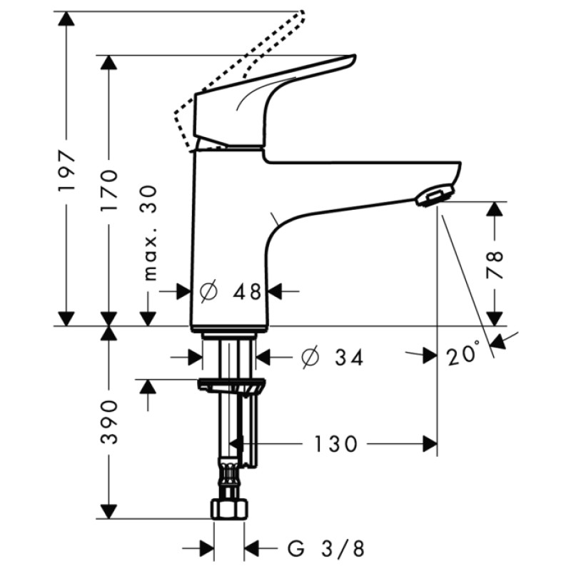 Hansgrohe Focus E2 Змішувач для раковини одноважiльний, (31931000)