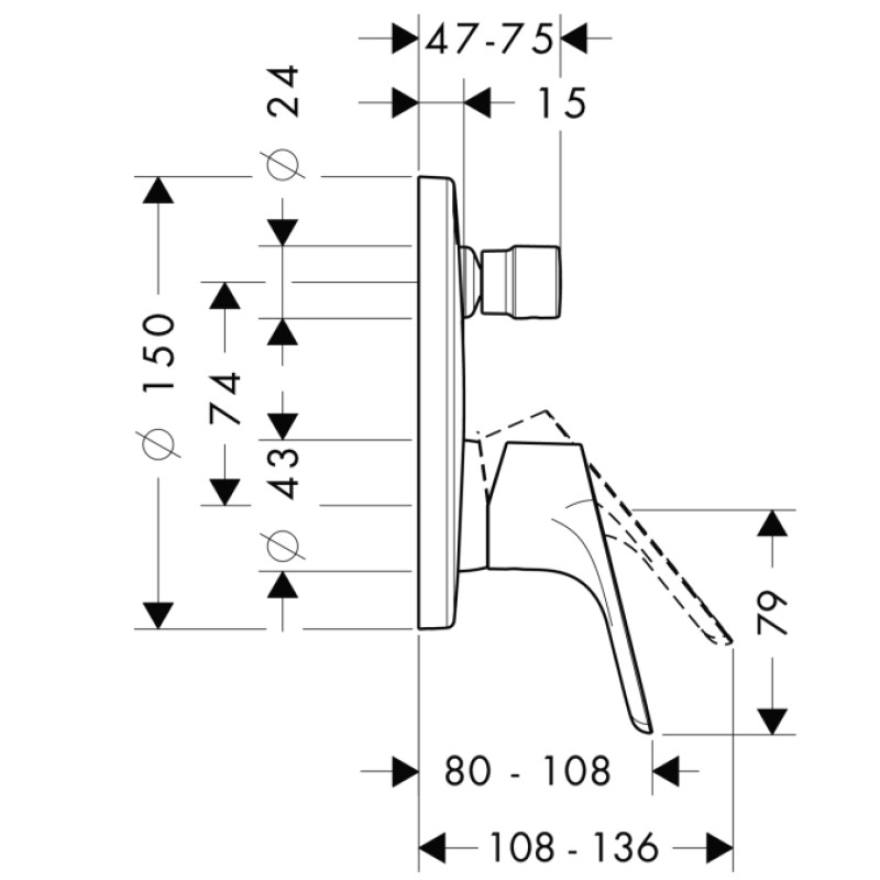Hansgrohe Focus E2 Змішувач для ванни, одноважiльний, СМ, (31946000)