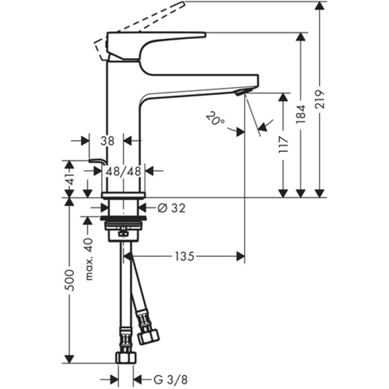 Hansgrohe Metropol 110 Змішувач для раковини, одноважiльний, (32506000)