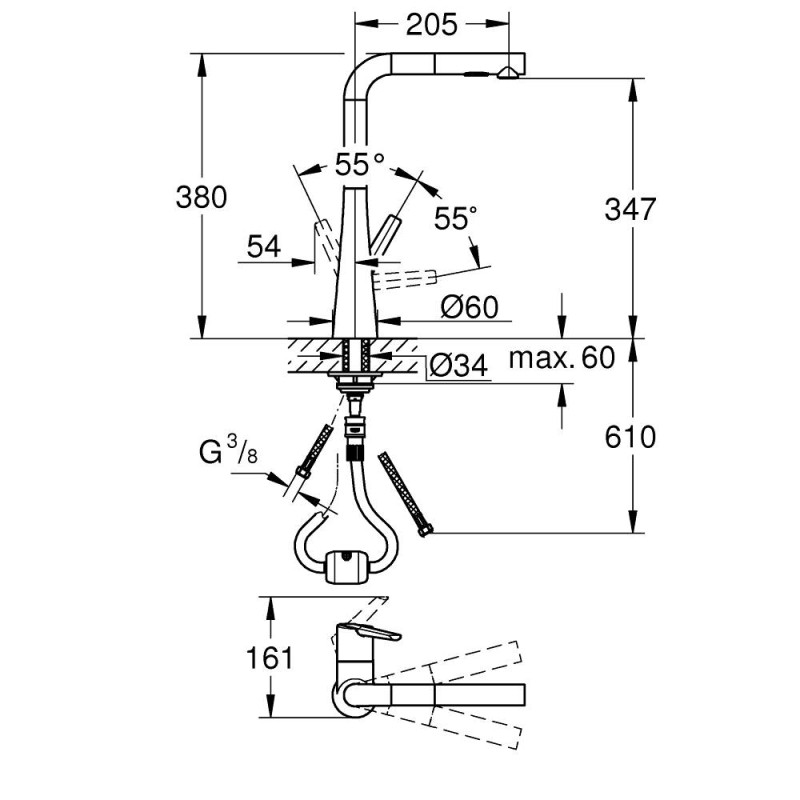 Grohe Змішувач кухонний Zedra, хром (32553002)