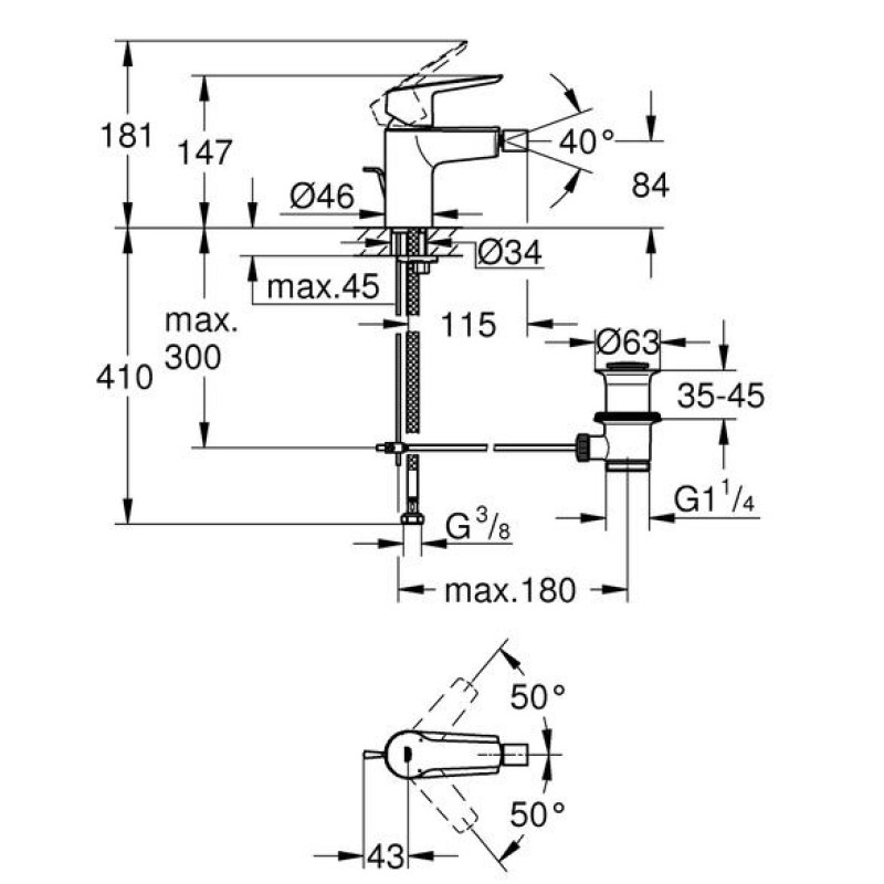 Grohe QuickFix Start Одноважільний змішувач для біде (32560002)