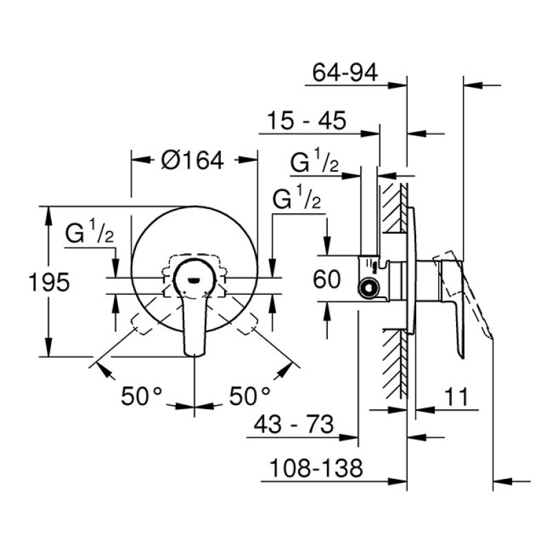 Grohe QuickFix Start Одноважільний змішувач для душу (32590002)