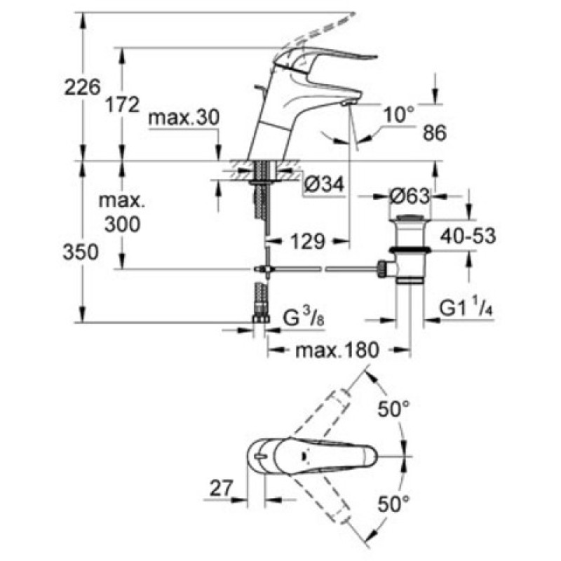 Grohe Змішувач раковини Euroeco Special, хром (32766000)