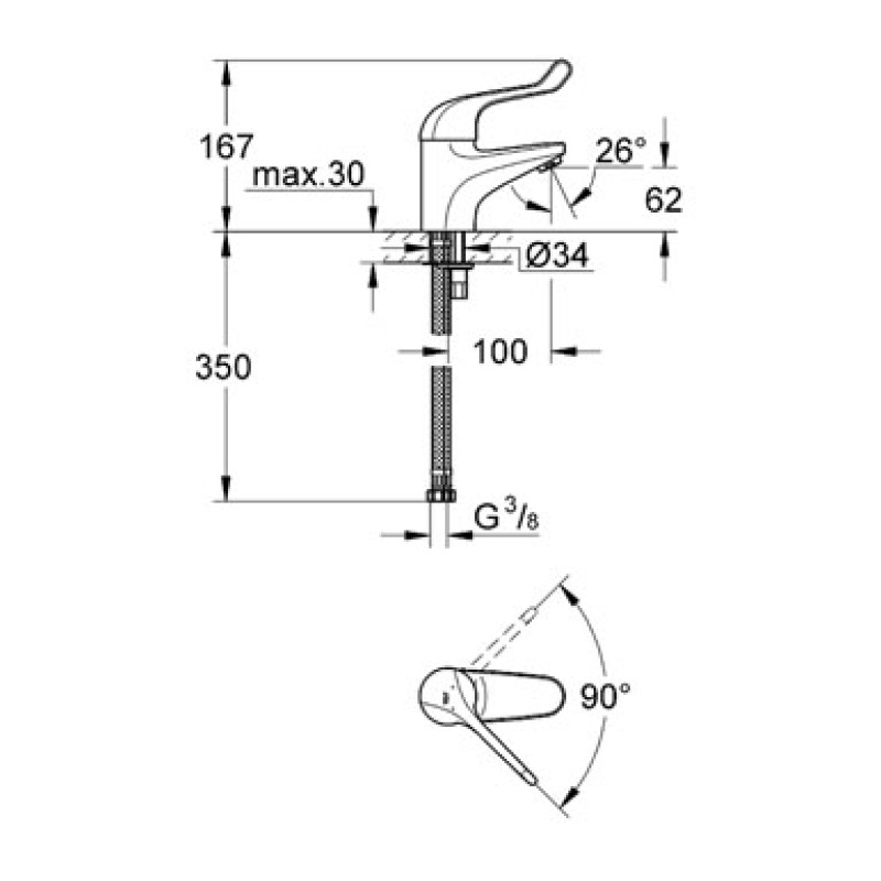 Grohe Euroeco Special Змішувач для раковини, одноважiльний, (32789000)