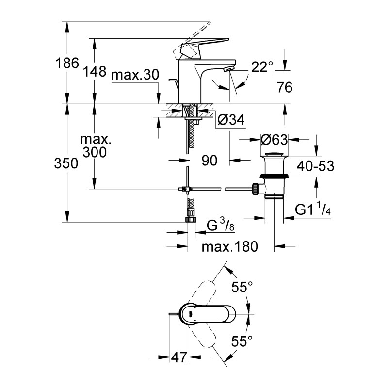 Grohe Змішувач для раковини Eurosmart Cosmopolitan (3282500E)