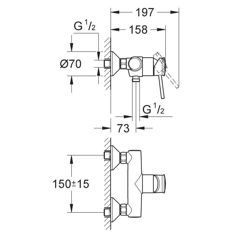 Grohe Змішувач для душу BauClassic (32867000)