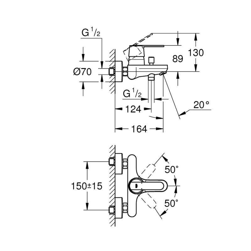 Grohe QuickFix Get Одноважільний змішувач для ванни (32887000)