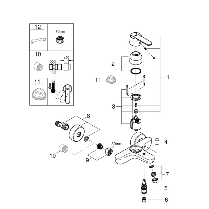 Grohe QuickFix Get Одноважільний змішувач для ванни (32887000)