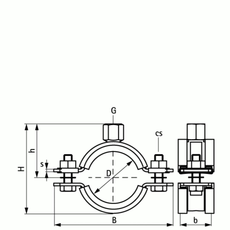 Walraven Зажим для великих нагрузок с вставкой EPDM HD1501 М8/10, 59-64 мм 33138064