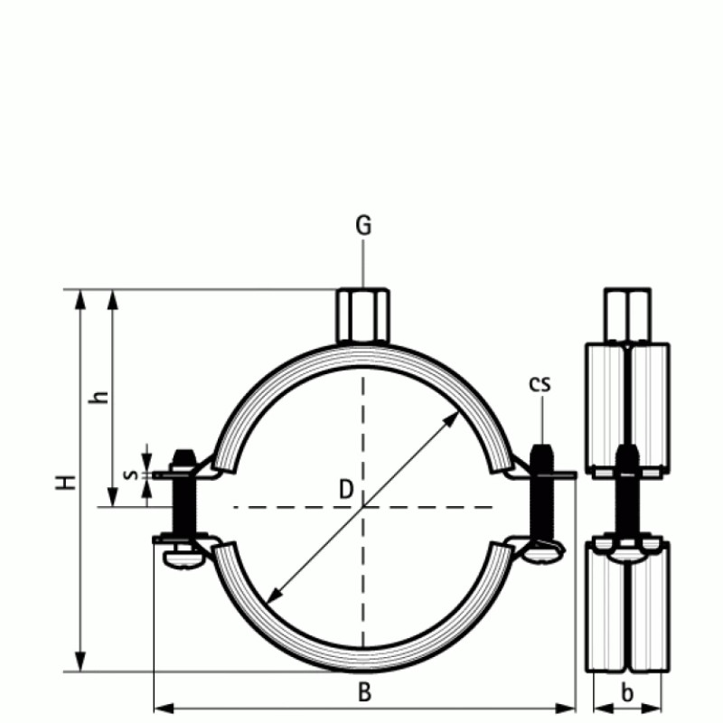 Walraven Хому́т 2S с вклады́шем EPDM M8/10 D 138-144 мм 33435144