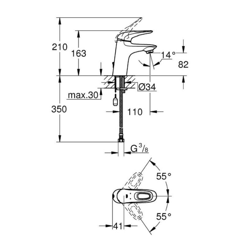 Grohe Eurostyle Змішувач для раковини, одноважiльний, (33557003)